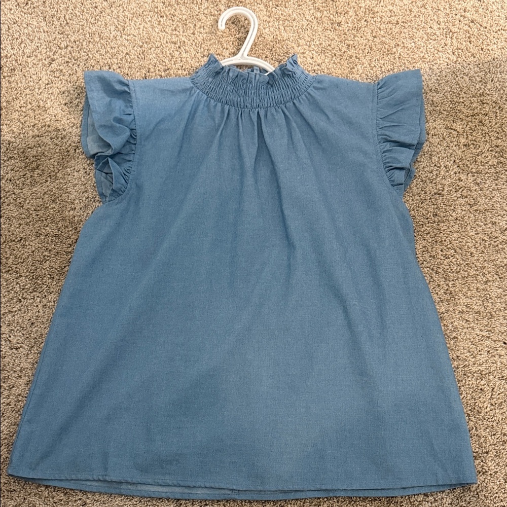 Blue Ruffled Women's Top